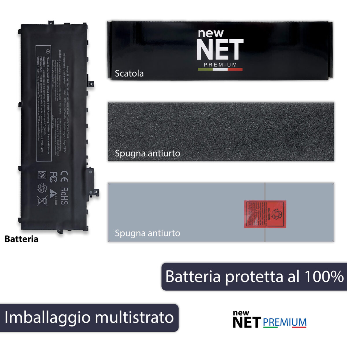 Batteria New Net Premium SB10K97586 per Lenovo ThinkPad X1 Carbon Gen 5 - 11.52-11.58V, 5100mAh / 59Wh - immagine 6