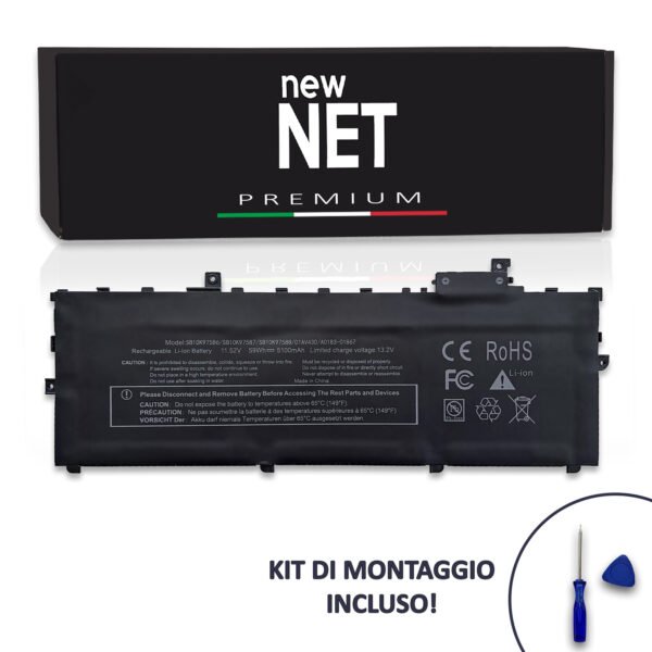 Batteria New Net Premium SB10K97586 per Lenovo ThinkPad X1 Carbon Gen 5 - 11.52-11.58V, 5100mAh / 59Wh