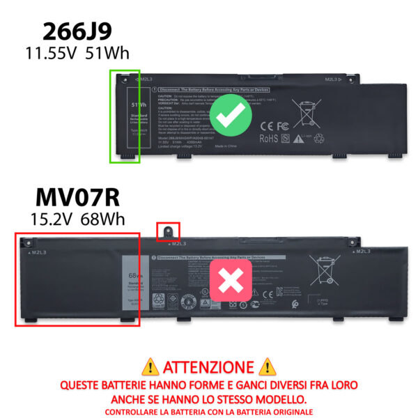Alternative view of Batteria Premium 266J9 compatibile con Dell - 11.4-11.55V, 4350mAh / 51Wh