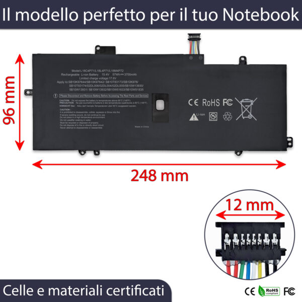 Alternative view of Batteria Premium L18C4P71 compatibile con Lenovo - 15.36-15.4V, 3700mAh, 57Wh