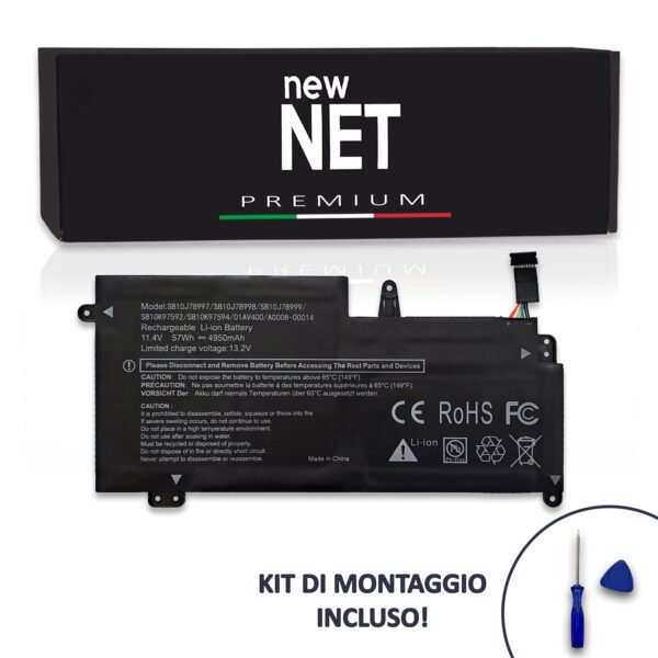 Batteria New Net Premium SB10J78997 per Lenovo ThinkPad 13 - 11.25-11.4V, 4950mAh / 57Wh