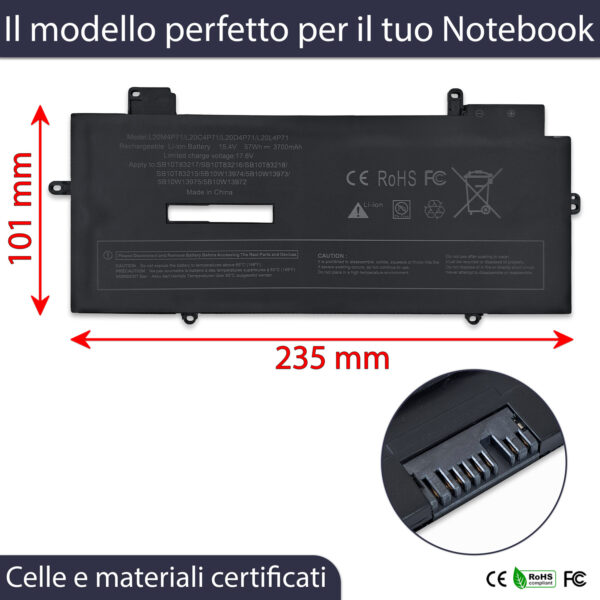 Alternative view of Batteria Premium L20M4P71 compatibile con Lenovo - 15.4-15.48V, 3700mAh, 57Wh