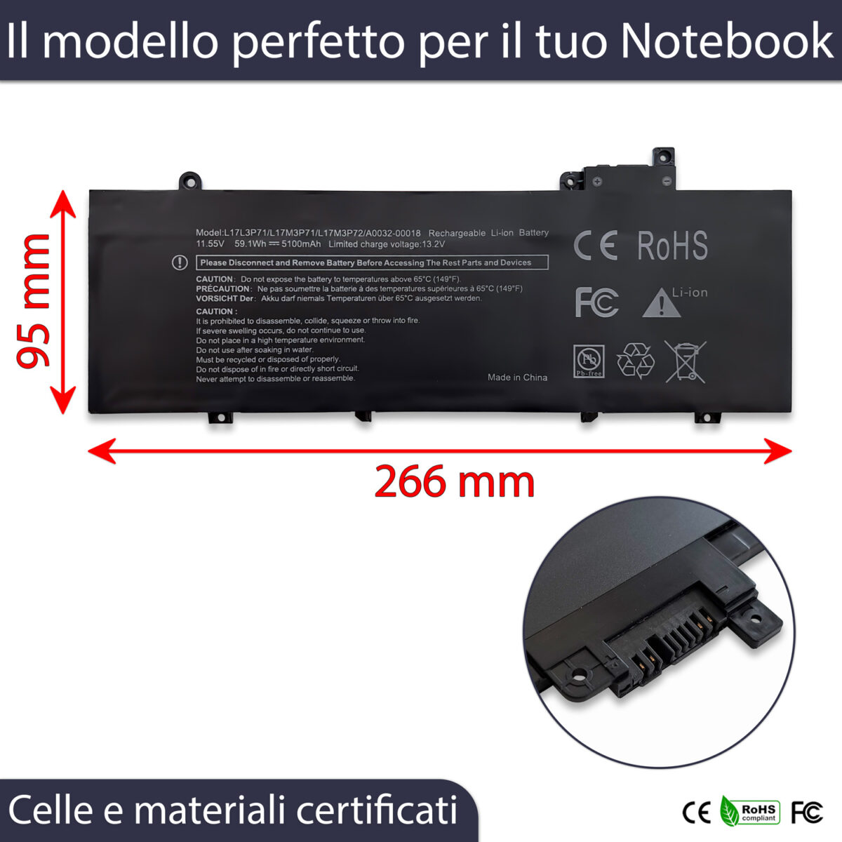 Batteria New Net Premium L17L3P71 per Lenovo ThinkPad T480s - 11.52-11.58V, 5100mAh / 59.1Wh - immagine 2