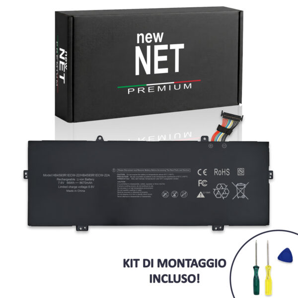 Batteria Premium HB4593R1ECW-22A compatibile con HUAWEI - 7.6V, 8670mAh, 66Wh