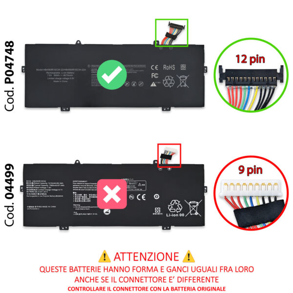 Alternative view of Batteria Premium HB4593R1ECW-22A compatibile con HUAWEI - 7.6V, 8670mAh, 66Wh