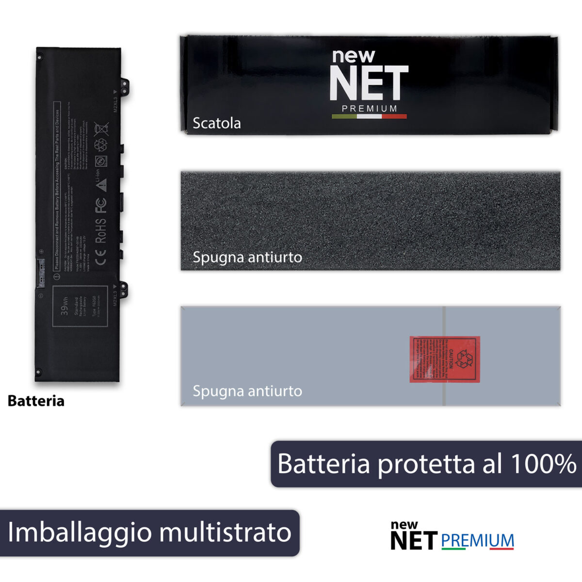 Batteria New Net Premium F62G0 per Dell Inspiron 13 5370 - 11.4-11.55V, 3333mAh / 39Wh - immagine 6