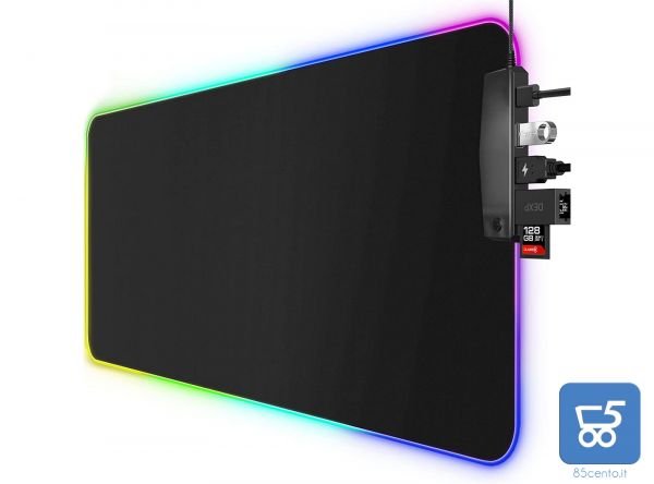 RGB Gaming Mousepad tappetino resistente all'acqua 80x30x0,5 cm 14 modalità led con hub 3 USB 1 USB type C