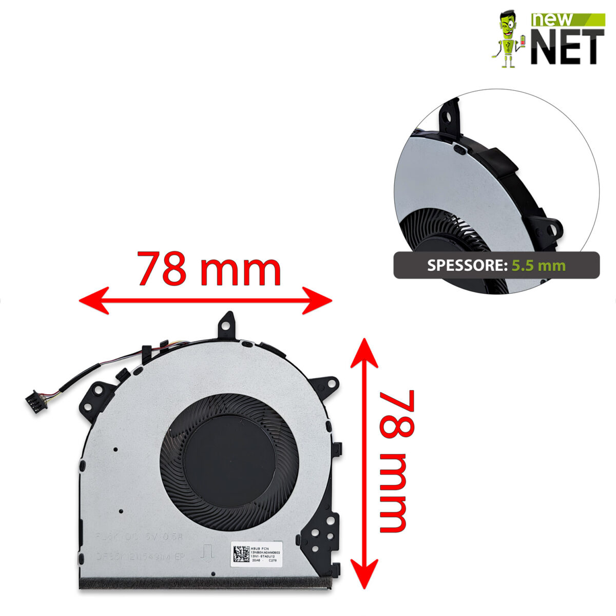 Ventola 13NB0KA0AM0802 per ASUS X512DA [5V - 0.5A] - immagine 2