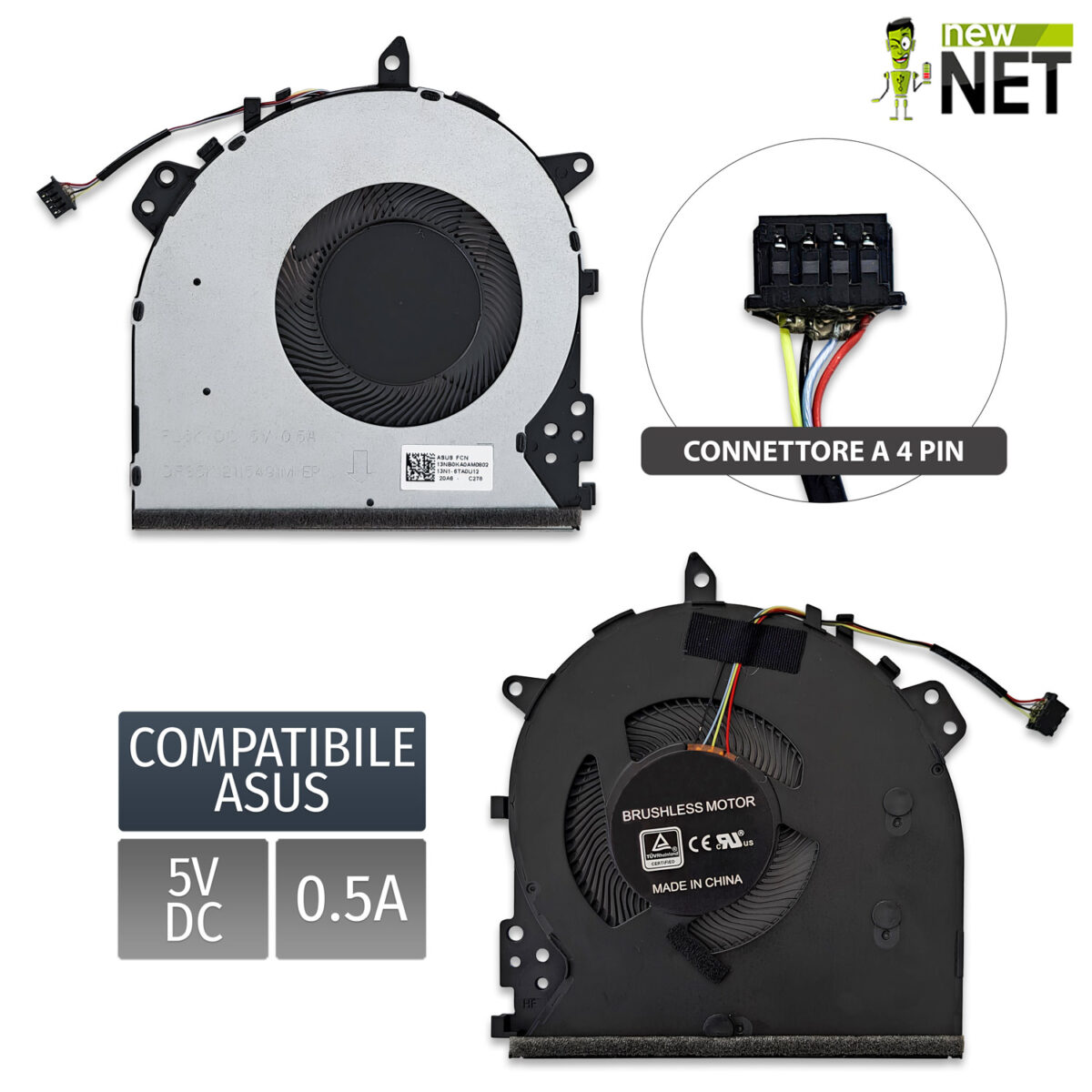 Ventola 13NB0KA0AM0802 per ASUS X512DA [5V - 0.5A]