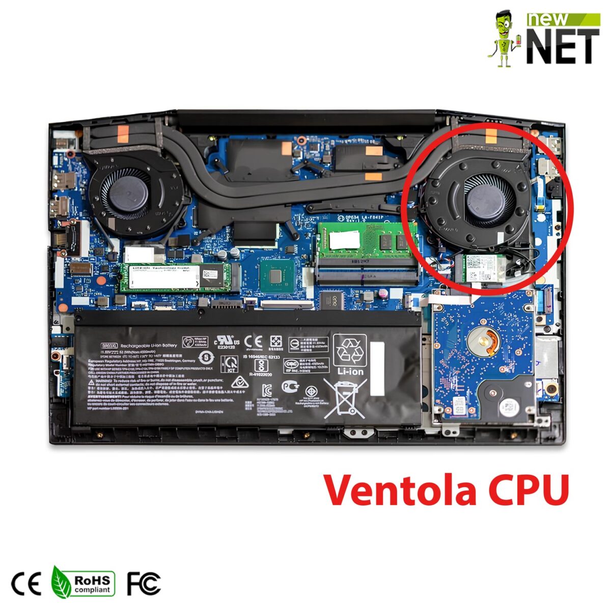 Ventola CPU fan L20335-001 per notebook HP Pavilion Gaming 15-cx, 15t-cx - immagine 3
