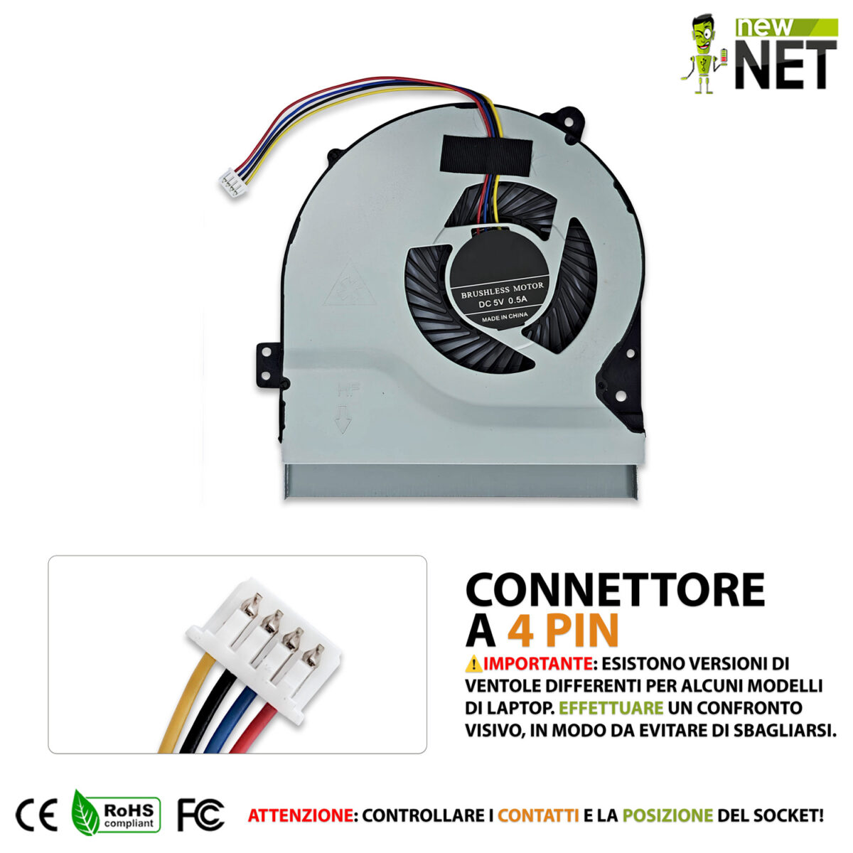 Ventola CPU fan per ASUS X450C, X450CA, X450CC, X450CP - immagine 4