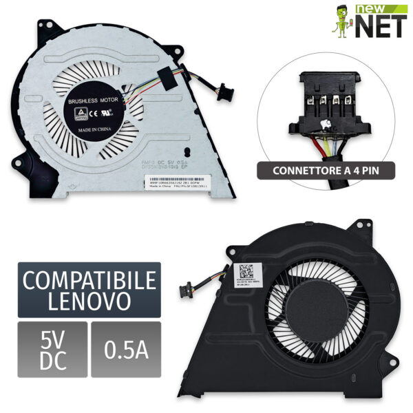 Ventola 5F10S13911 per Lenovo Ideapad Flex 5 - 4 Pin, 5V, 0.5A