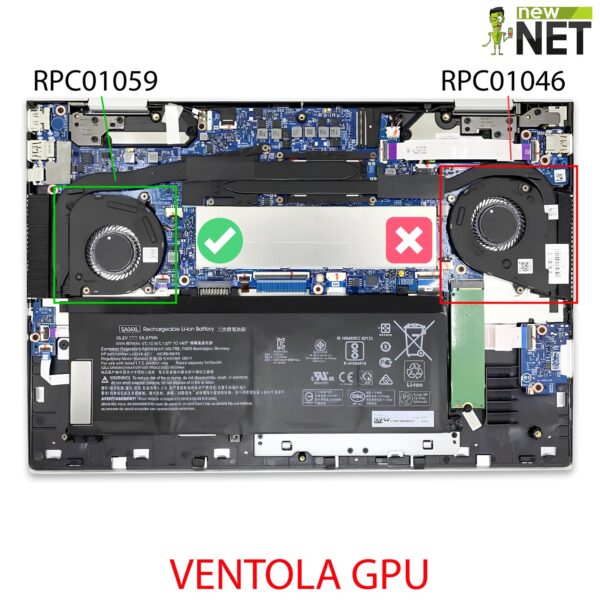 Alternative view of Ventola L53542-001 per HP Envy x360 15-dr - 4 Pin, 5V, 0.5A [Lato GPU]