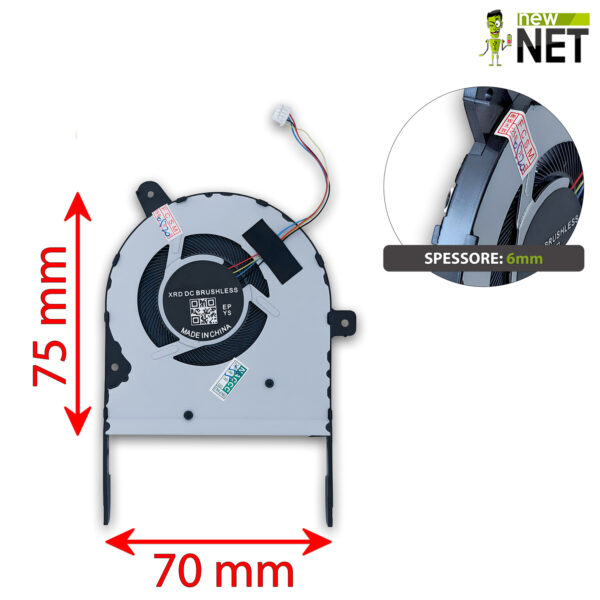 Alternative view of Ventola 13NB0F50T01011 per ASUS A505 - 4 Pin, 5V, 0.5A