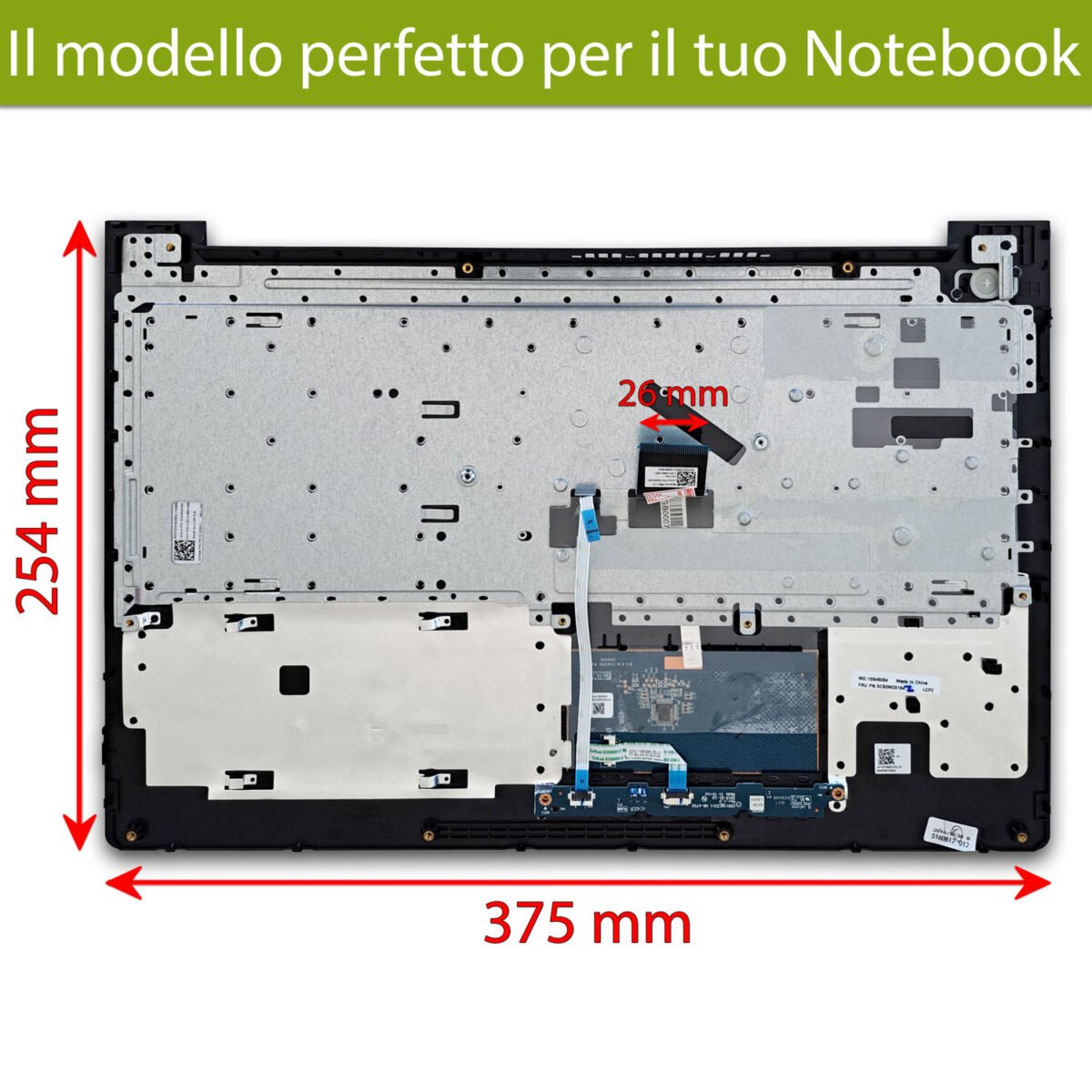 Top Case 5CB0M29131 per Lenovo IdeaPad 310-15 con Tastiera italiana e TouchPad, Colore: Silver (Argento) - immagine 2