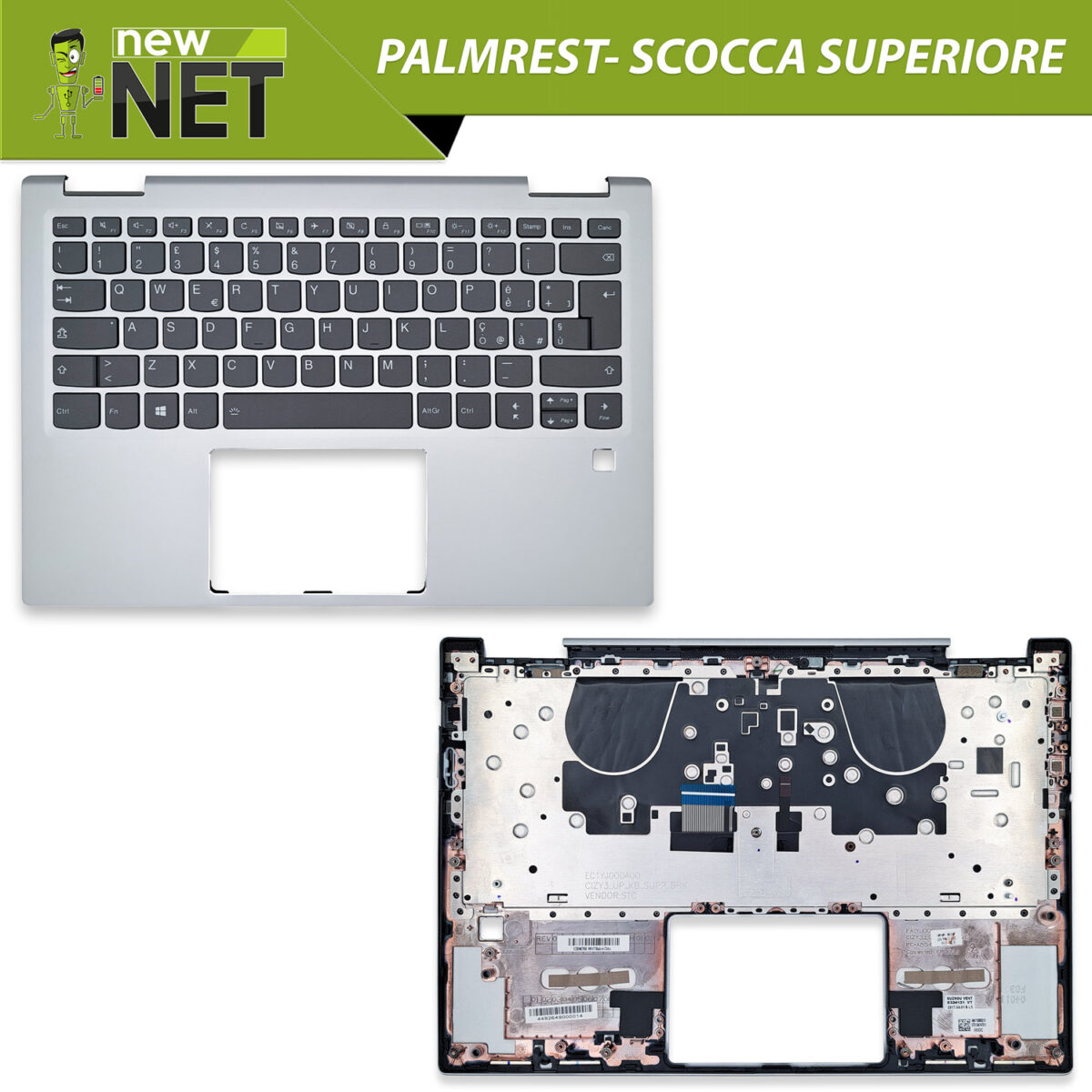 Top Case 5CB0N67906 per Lenovo IdeaPad Yoga 720-13IKB con tastiera italiana retroilluminata, Colore: Argento - immagine 6