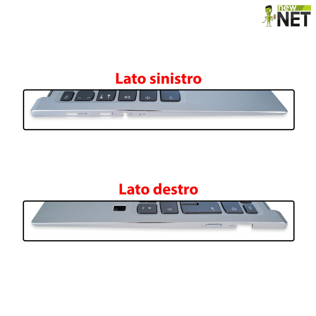 Top Case 5CB0N67906 per Lenovo IdeaPad Yoga 720-13IKB con tastiera italiana retroilluminata, Colore: Argento - immagine 3