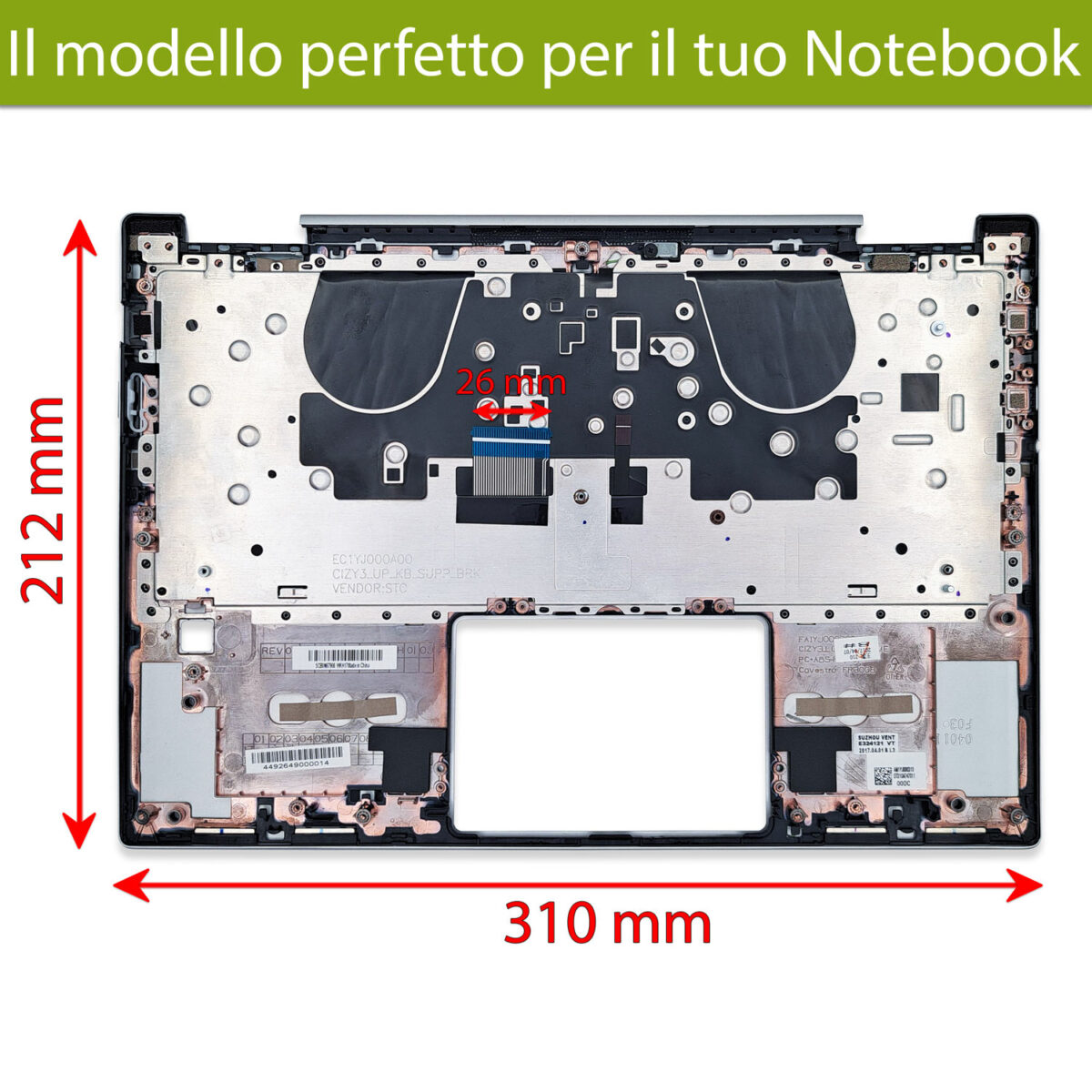 Top Case 5CB0N67906 per Lenovo IdeaPad Yoga 720-13IKB con tastiera italiana retroilluminata, Colore: Argento - immagine 2