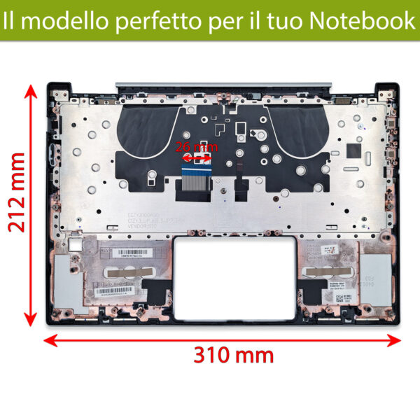 Alternative view of Top Case 5CB0N67906 per Lenovo IdeaPad Yoga 720-13IKB con tastiera italiana retroilluminata, Colore: Argento