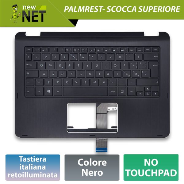 Top Case 90NB0AL1-R30540 per ASUS Vivobook Flip TP301 con Tastiera italiana, Colore: Nero
