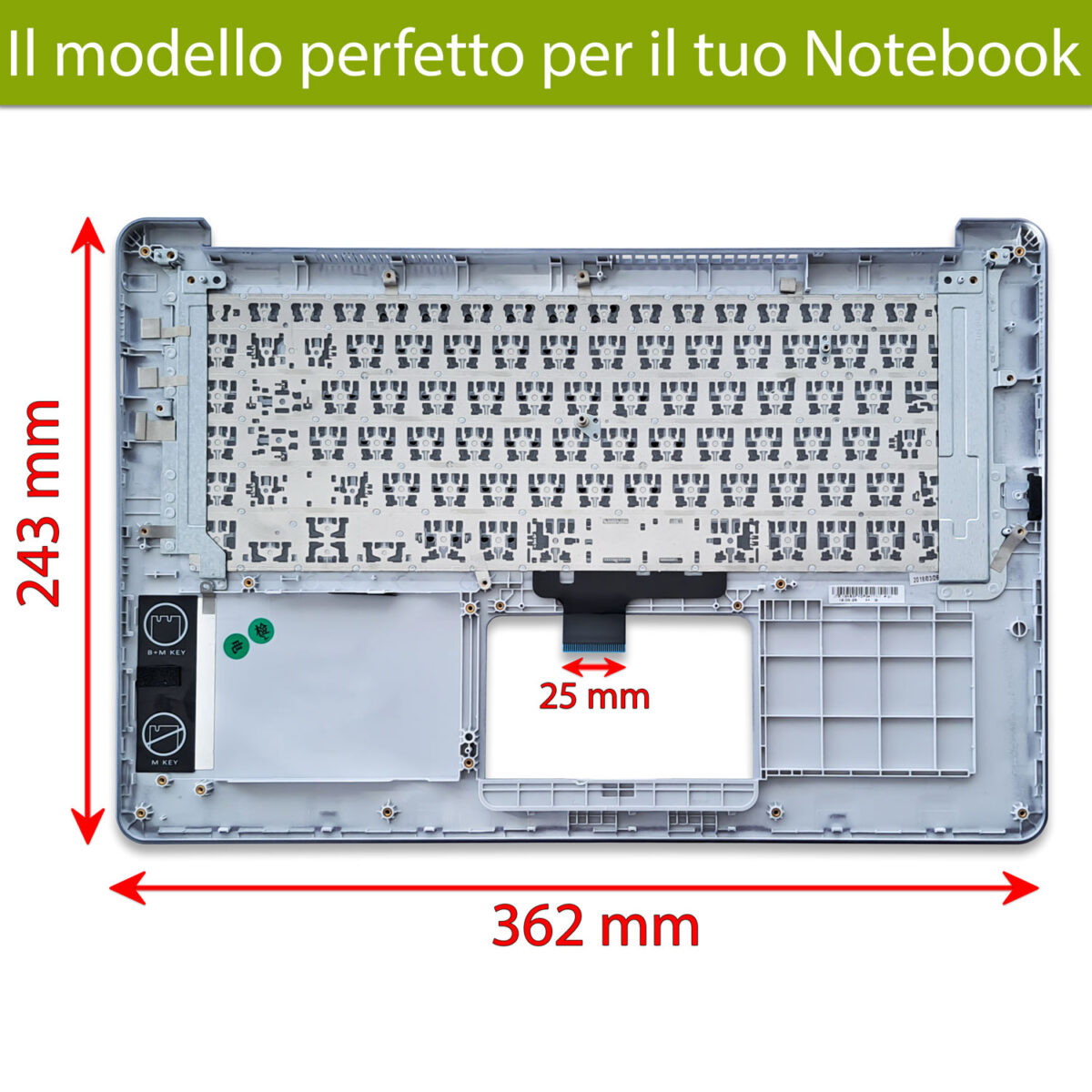 Top Case 90NB0FY2-R32IT1 per ASUS VivoBook 15 F510 K510 R520 S510 X510 con Tastiera italiana, Colore: Grigio - immagine 2