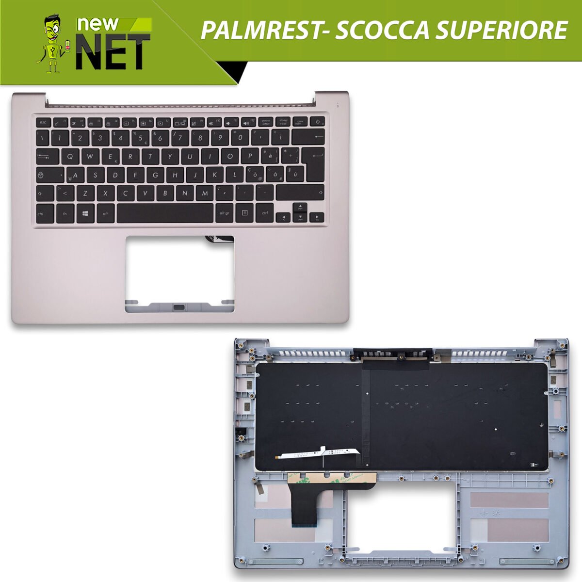 Top Case 90NB08V2-R31IT0 per ASUS Zenbook UX303 con Tastiera italiana retroilluminata, Colore: Argento - immagine 6