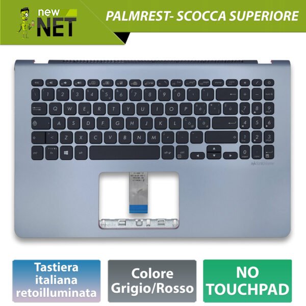 Top Case 90NB0LL2-R31IT0 per ASUS VivoBook S15 X531F con Tastiera italiana, Colore: Grigio (Copia)