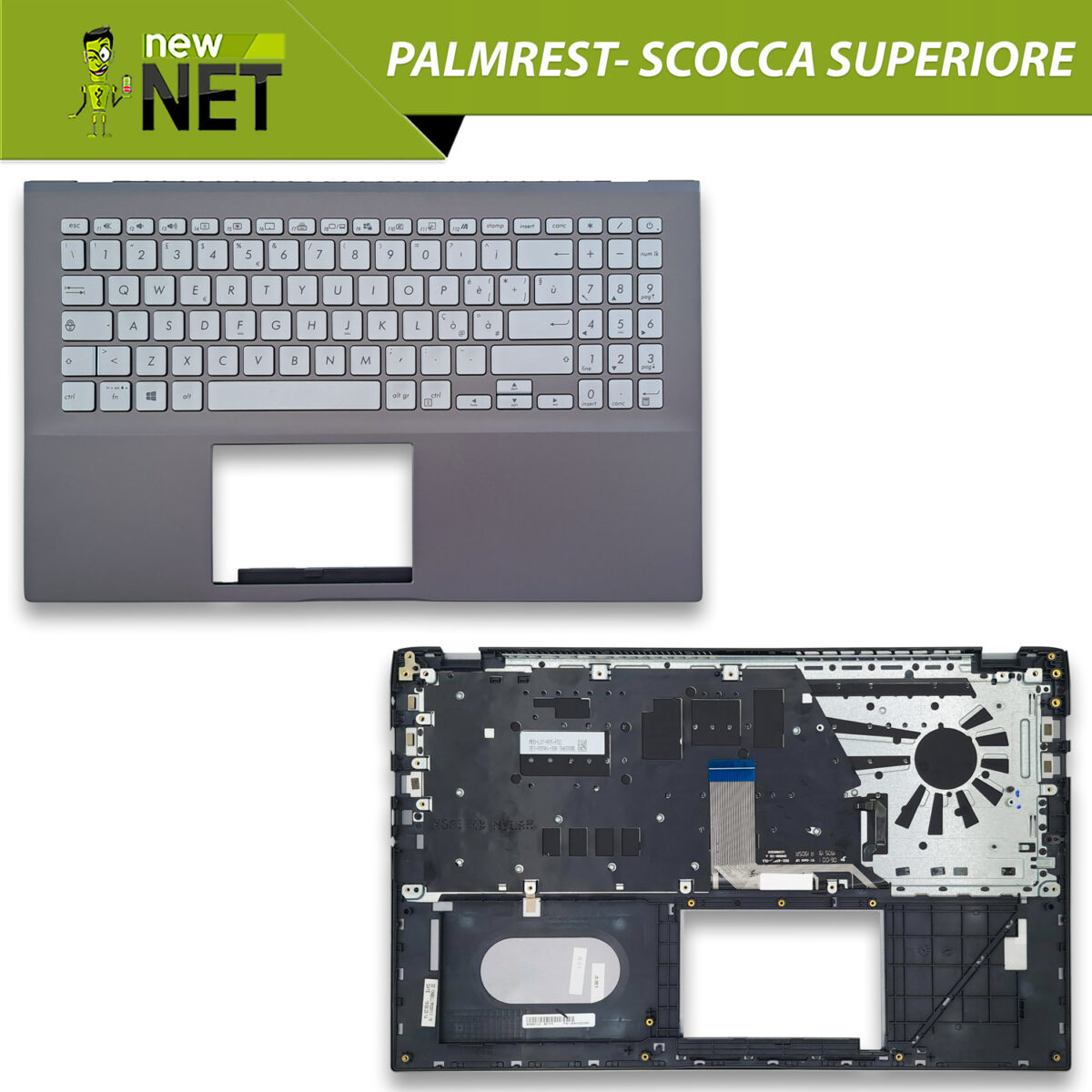 Top Case 90NB0LL2-R31IT0 per ASUS VivoBook S15 X531F con Tastiera italiana, Colore: Grigio - immagine 6
