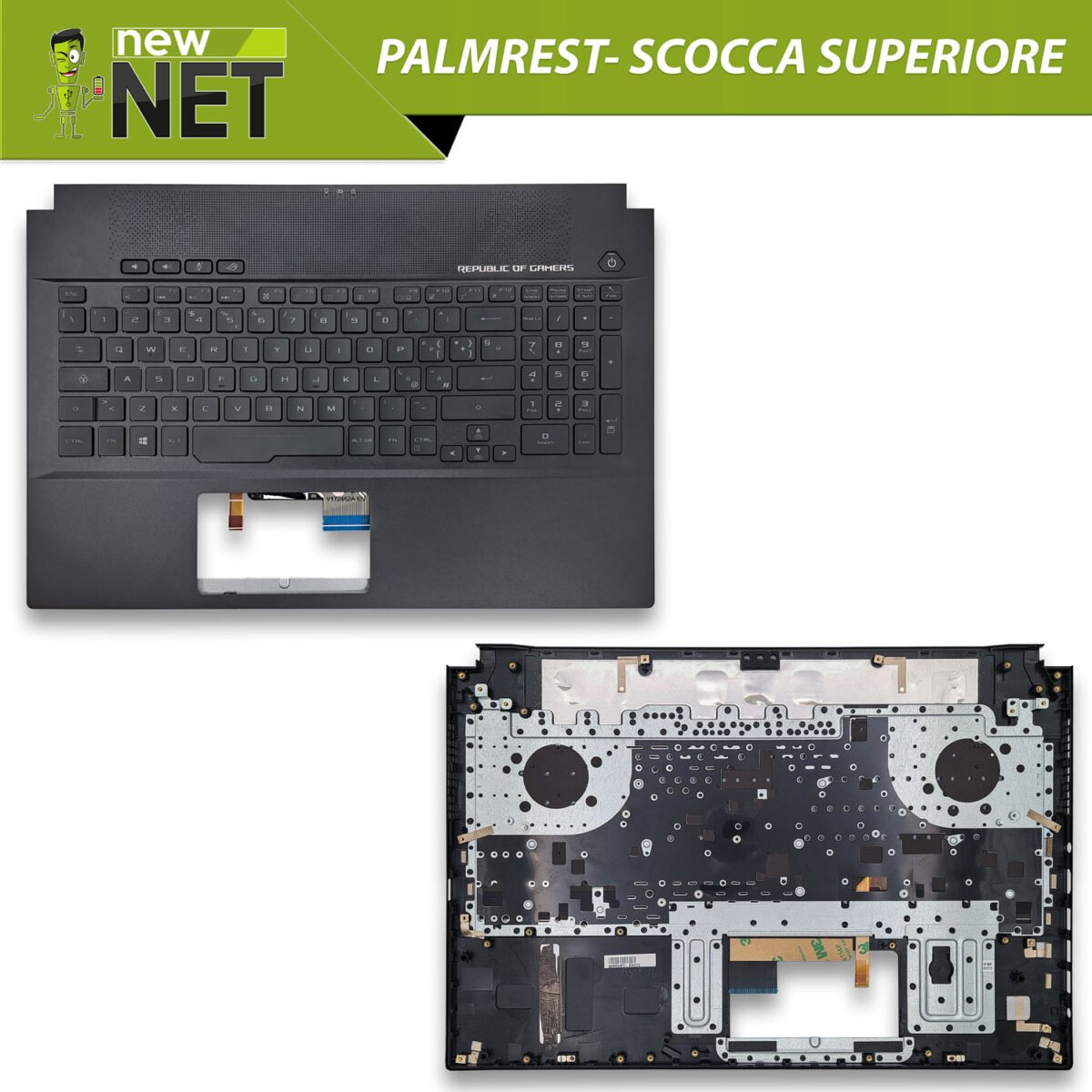 Top Case 90NR00F2-R31IT0 per ASUS ROG Zephyrus M GM501 con Tastiera italiana retroilluminata, Colore: Nero - immagine 4