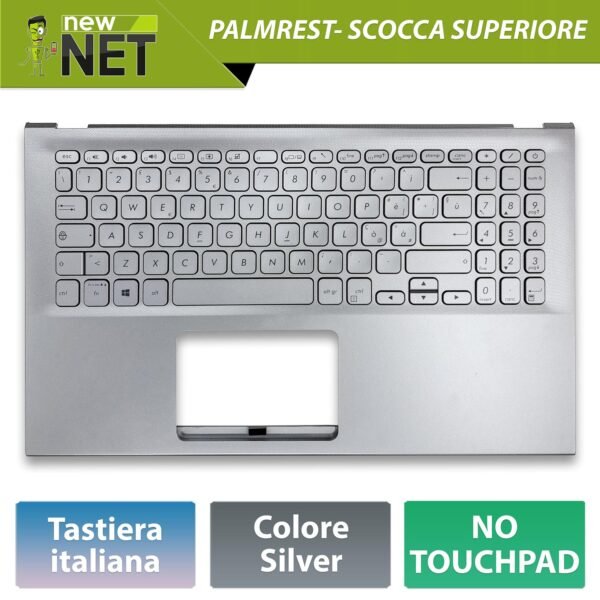 Top Case 90NB0K92-R31IT0 per ASUS Vivobook 15 X512 con Tastiera italiana, Colore: Argento