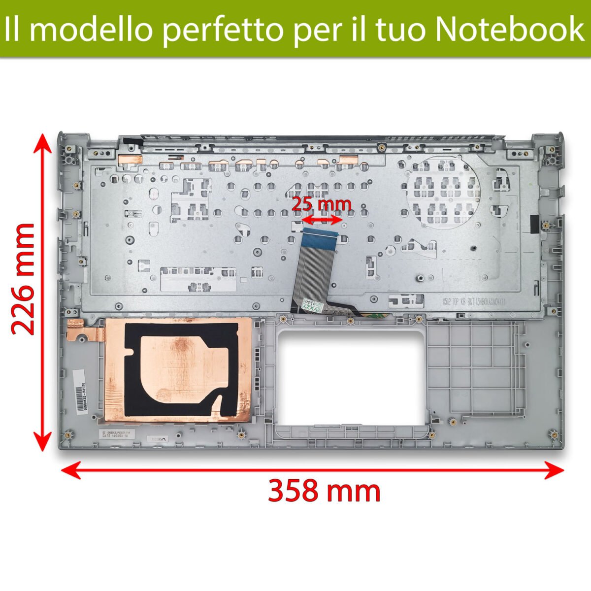 Top Case 90NB0K92-R31IT0 per ASUS Vivobook 15 X512 con Tastiera italiana, Colore: Argento - immagine 2