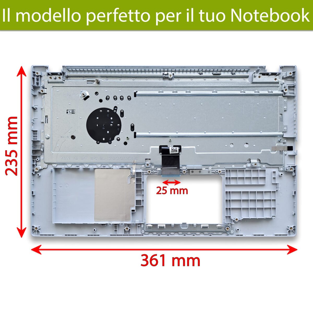 Top Case 90NB0MZ1-R36IT2 per ASUS X509 con Tastiera italiana, Colore: Argento - immagine 2