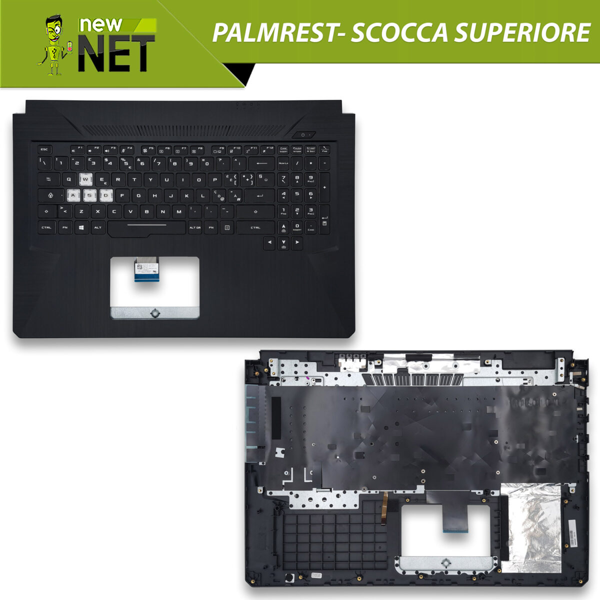 Top Case 90NR00Z1-R32IT1 per ASUS TUF FX705 con Tastiera italiana retroilluminata RGB, Colore: Nero - immagine 6