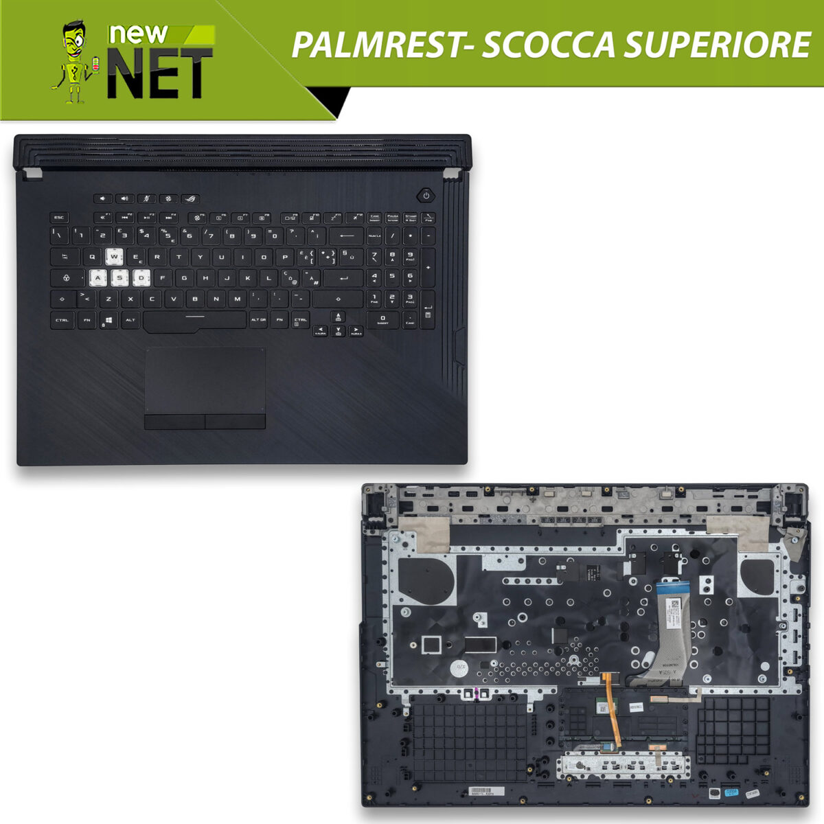 Top Case 90NR01T3-R33IT0 per ASUS ROG Strix G G731 con Tastiera italiana retroilluminata RGB, Colore: Nero - immagine 6