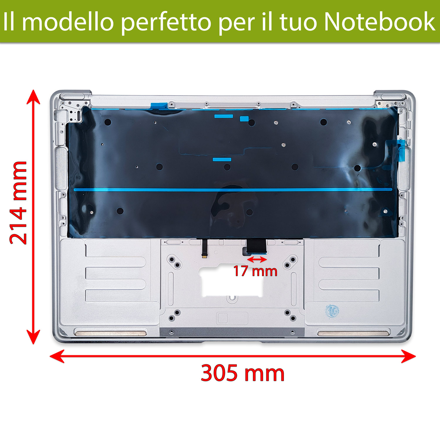 Top Case T661-16833 per MacBook Air M1 13" A2337 2020 con tastiera italiana retroilluminata, colore argento - immagine 2