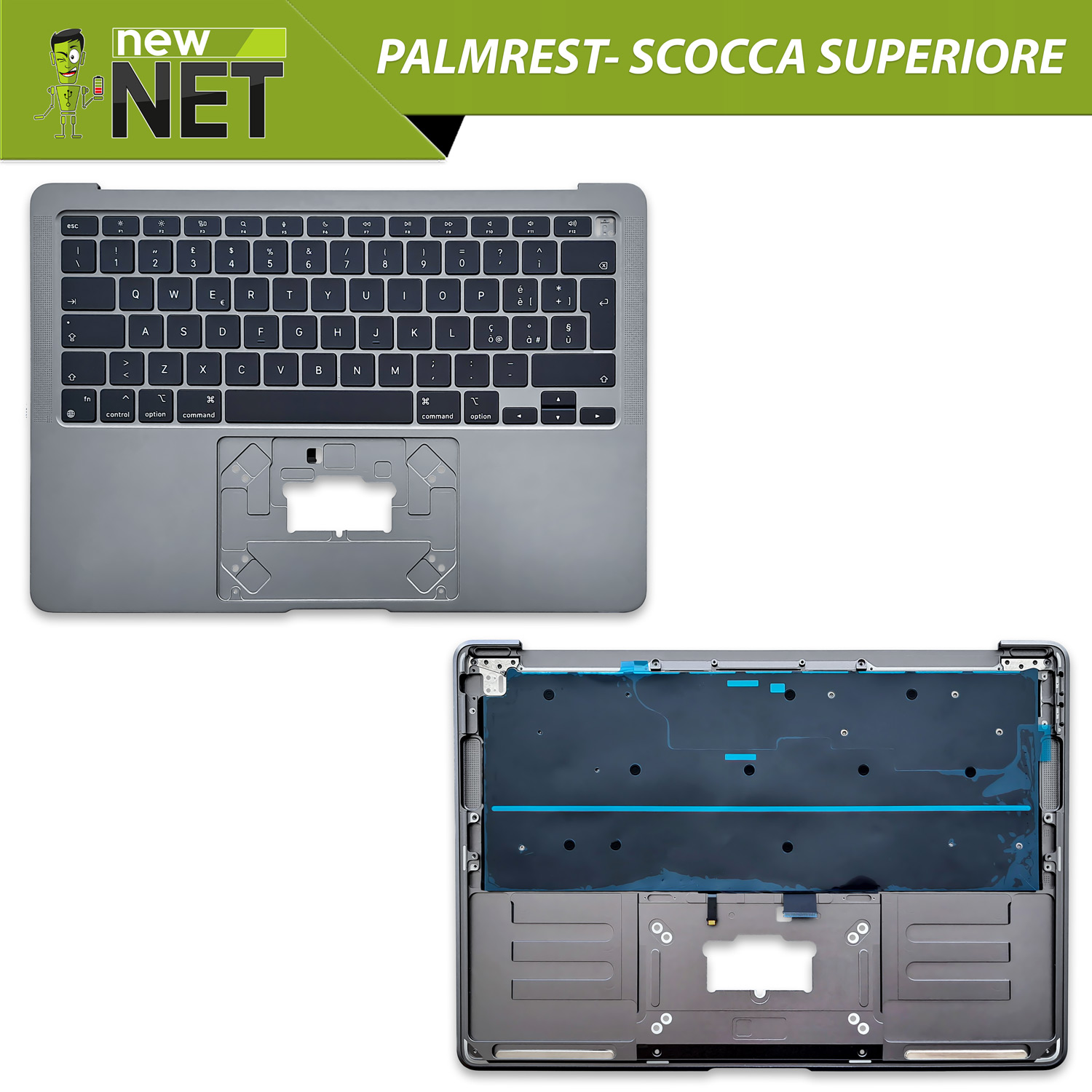 Top Case T661-16831 per MacBook Air M1 13" A2337 2020 con tastiera italiana retroilluminata, colore grigio - immagine 6
