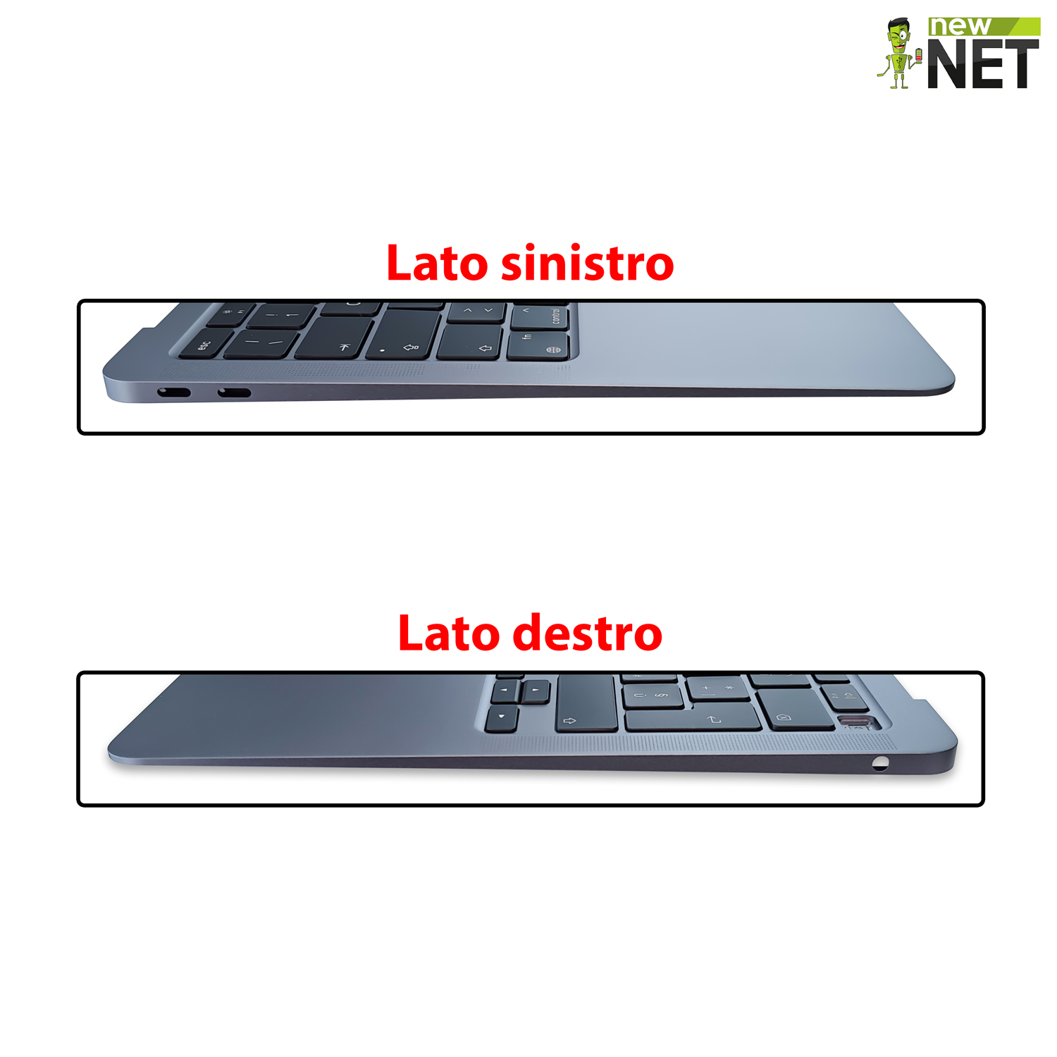 Top Case T661-16831 per MacBook Air M1 13" A2337 2020 con tastiera italiana retroilluminata, colore grigio - immagine 3