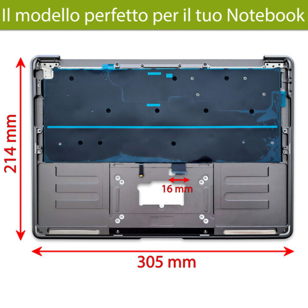 Alternative view of Top Case T661-16831 per MacBook Air M1 13" A2337 2020 con tastiera italiana retroilluminata, colore grigio
