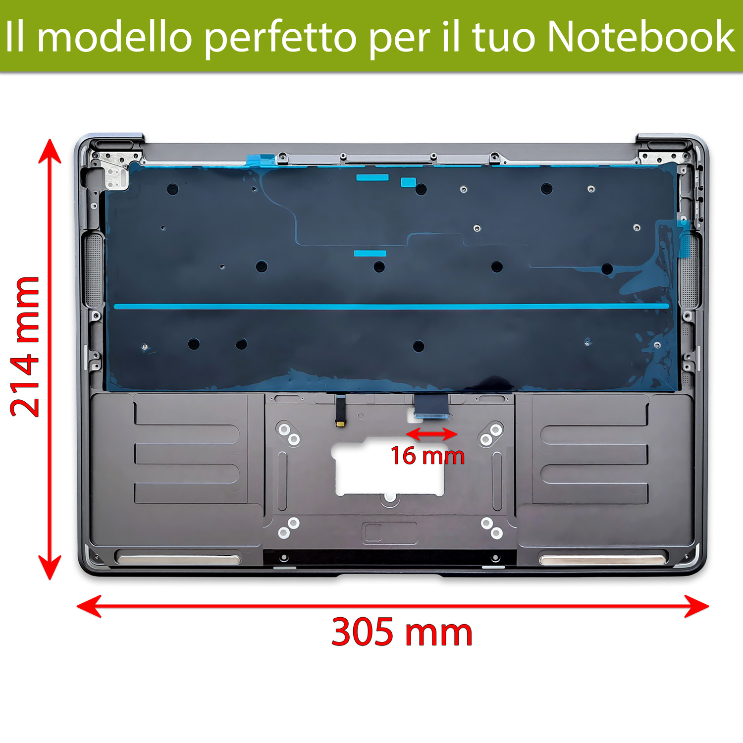 Top Case T661-16831 per MacBook Air M1 13" A2337 2020 con tastiera italiana retroilluminata, colore grigio - immagine 2