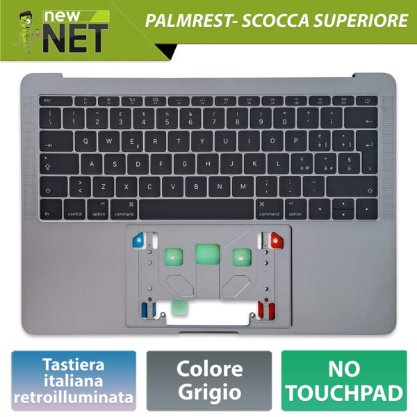 Top Case per MacBook Pro 13 A1708 2016-2017 con tastiera italiana retroilluminata, colore grigio