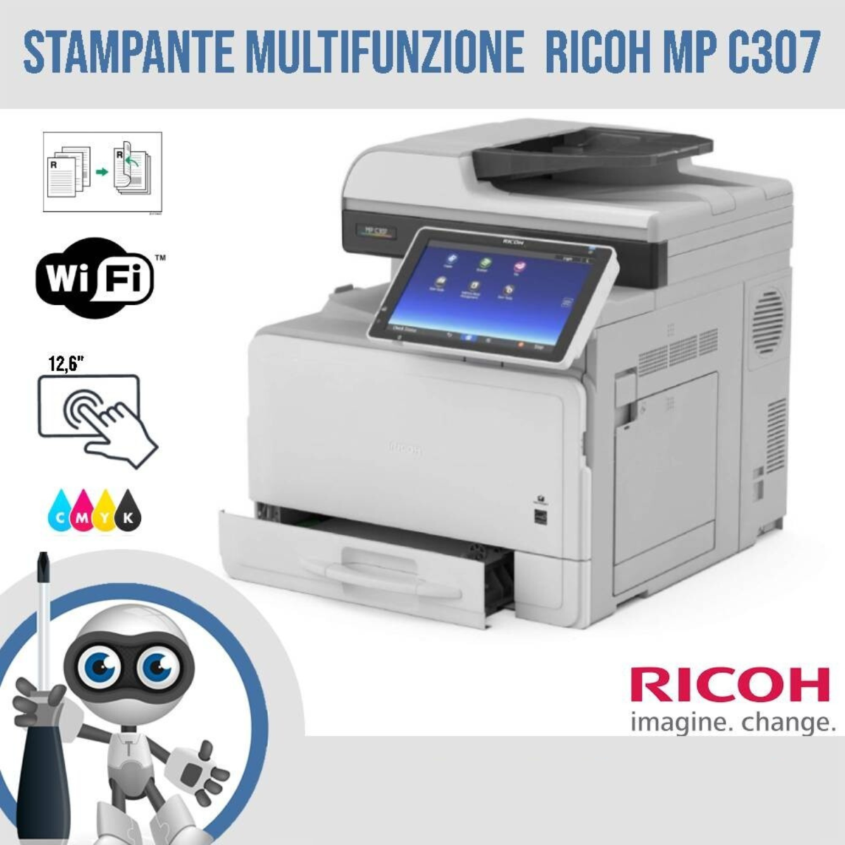 Stampante a Colori Multifunzione RICOH MP C307 Wi-Fi - Ricondizionata Grado A - TONER INCLUSO