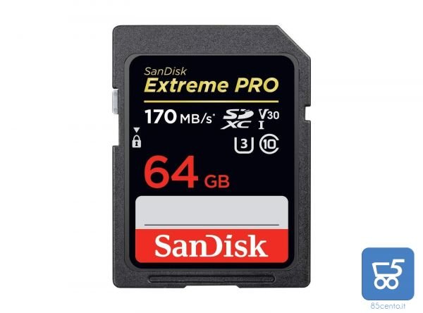 SanDisk Extreme PRO, Scheda di memoria professionale da 64 GB SDXC fino a 170 MB / s, UHS-1, Classe 10, U3, V30