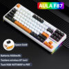 AULA F87Pro, Tastiera meccanica layout TKL hot swappable, wireless/Bluetooth/USB-C, con switch Space Gold, tasti in PBT retroilluminati RGB e batteria da 4000mAh