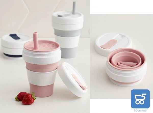 Tazza Pieghevole Portatile per Bevande Calde e Fredde in Silicone Salva Spazio a Prova di Perdite - Colori Assortiti