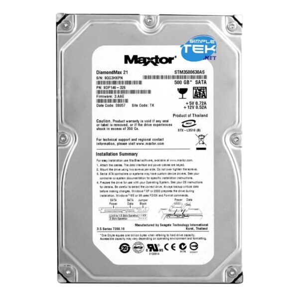 MAXTOR STM3500630AS 500GB 3,5" SATA HARD DISK HDD DISCO RIGIDO COMPUTER FISSO
