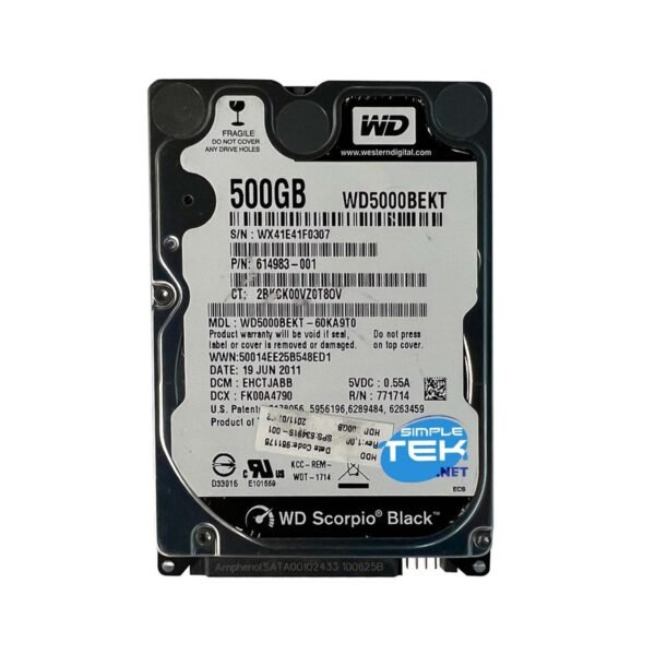 WD SCOPRIO BLACK 500GB 2,5" HDD SATA DISCO RIGIDO HARD DISK NOTEBOOK AIO PC